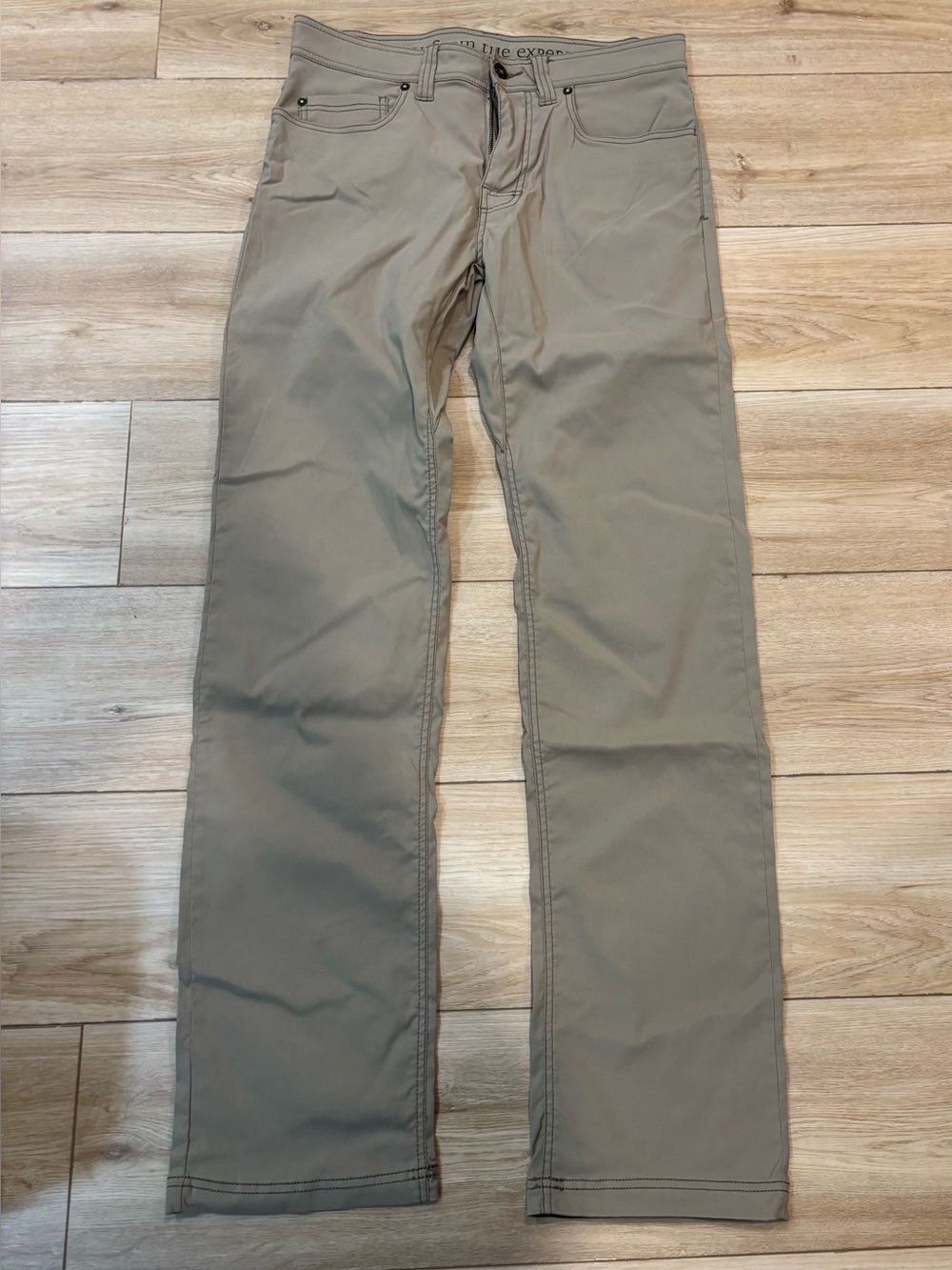 prAna Brion Slim Fit Pants Men's 31x33 Sandbar Tan Stretch Outdoor Hiking